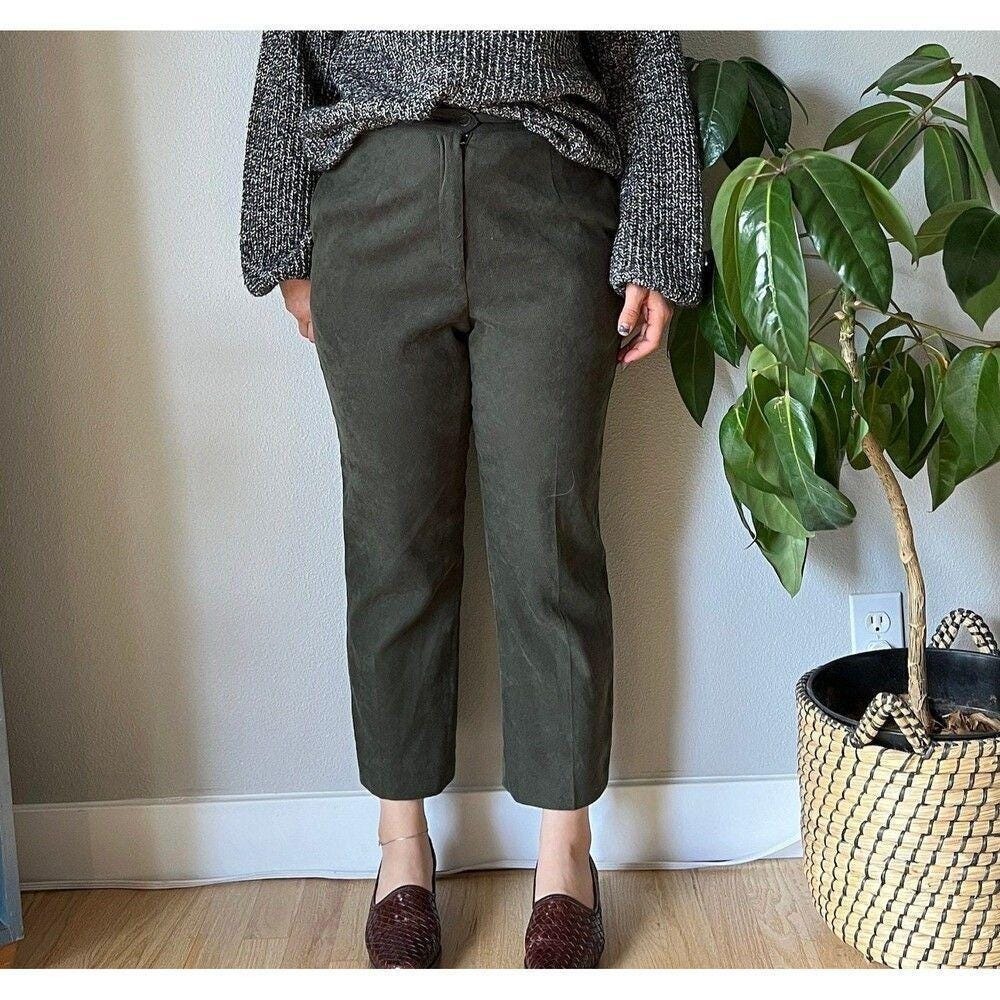 vtg 90s Smith & Hawken green cropped pants straight leg trousers casual Medium - Picture 4 of 8